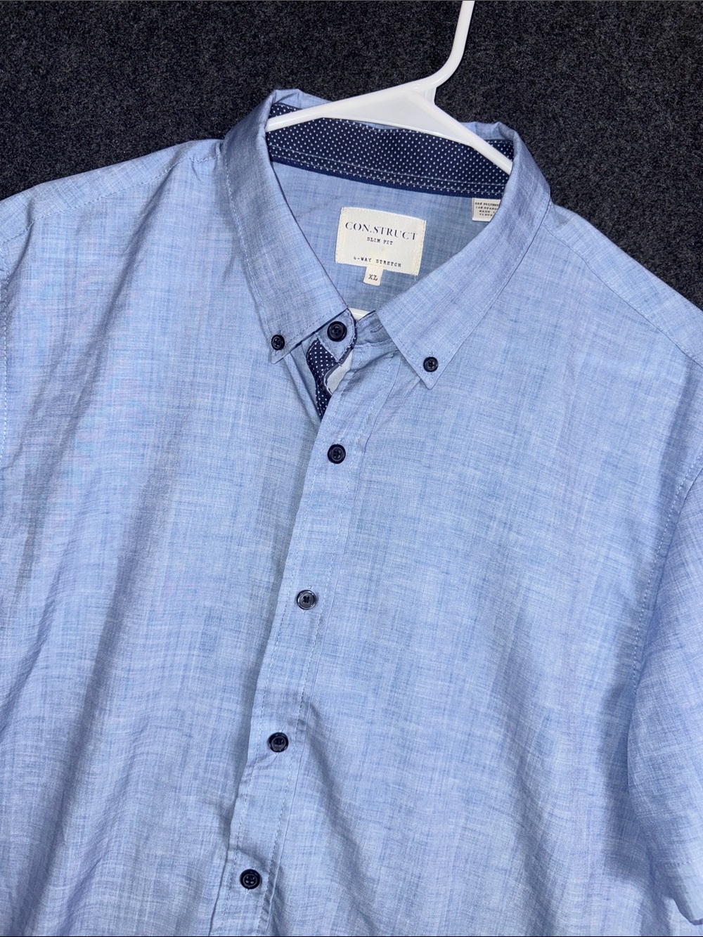 Construct Light Blue Button-Down Shirt with Contrast Trim
